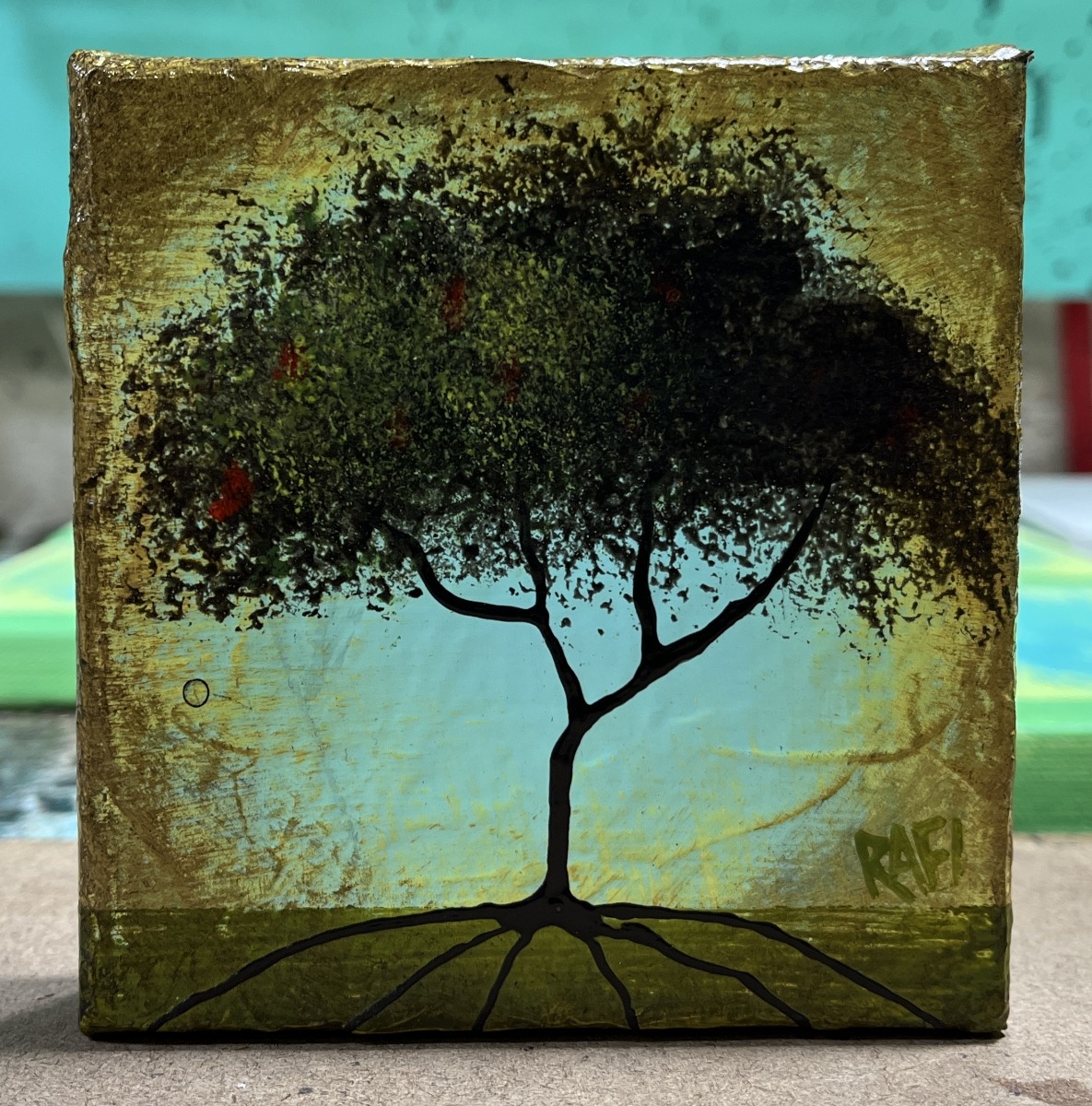 Seasonal JOY No. 5 Tree Paintings Mixed Medium On Canvas 4 Piece By Artist Rafi Perez 4X4 - Image 6