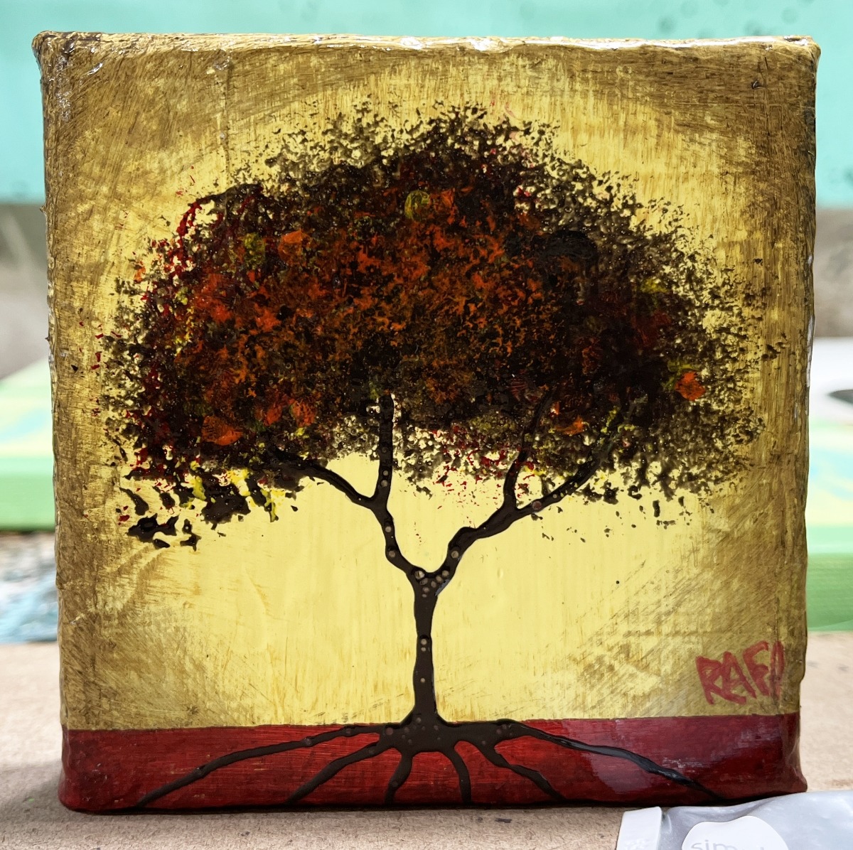 Seasonal JOY No. 7 Tree Paintings Mixed Medium On Canvas 4 Piece By Artist Rafi Perez 4X4 - Image 5