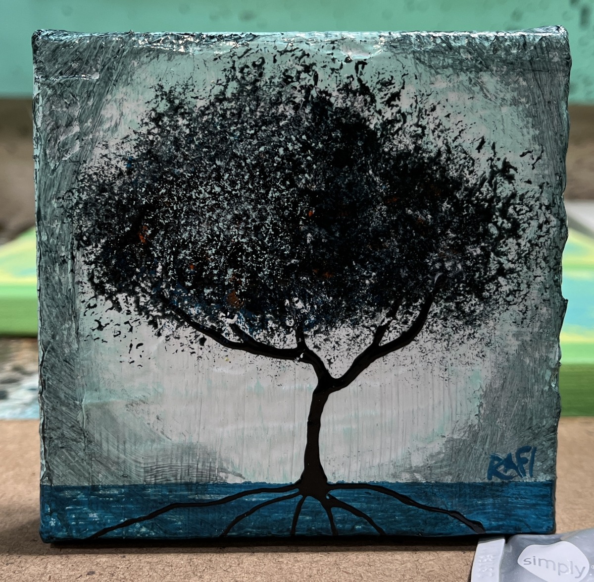 Seasonal JOY No. 7 Tree Paintings Mixed Medium On Canvas 4 Piece By Artist Rafi Perez 4X4 - Image 6