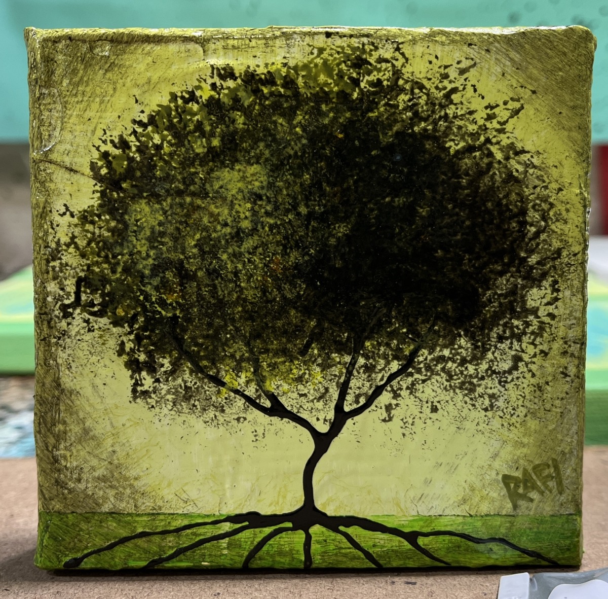 Seasonal JOY No. 7 Tree Paintings Mixed Medium On Canvas 4 Piece By Artist Rafi Perez 4X4 - Image 7