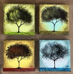 Seasonal JOY No. 8 Tree Paintings Mixed Medium On Canvas 4 Piece By Artist Rafi Perez 4X4
