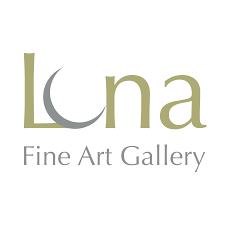 Logo of Luna Fine Art Gallery featuring a stylized crescent moon and elegant typography.