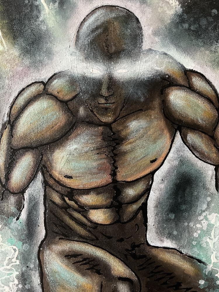 Courage Original Art By Artist Rafi Perez Mixed Medium On Canvas 51X35 - Image 4