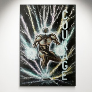 Courage Original Art By Artist Rafi Perez Mixed Medium On Canvas 51X35