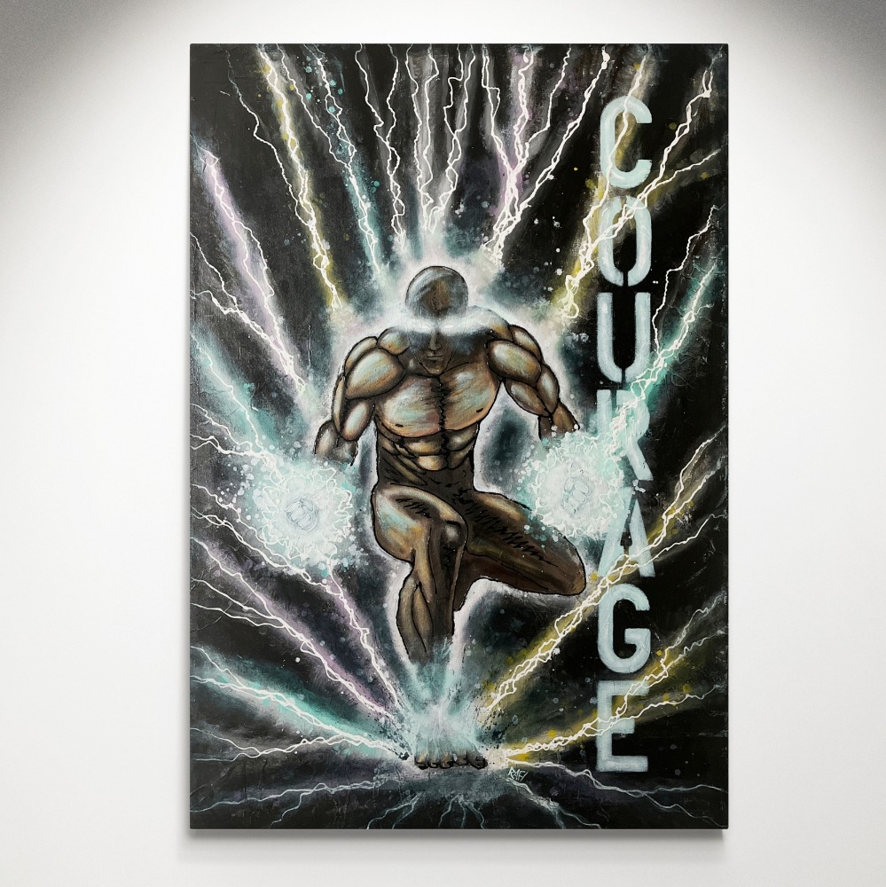 Courage Original Art By Artist Rafi Perez Mixed Medium On Canvas 51X35