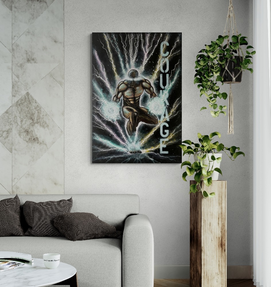 Courage Original Art By Artist Rafi Perez Mixed Medium On Canvas 51X35 - Image 5