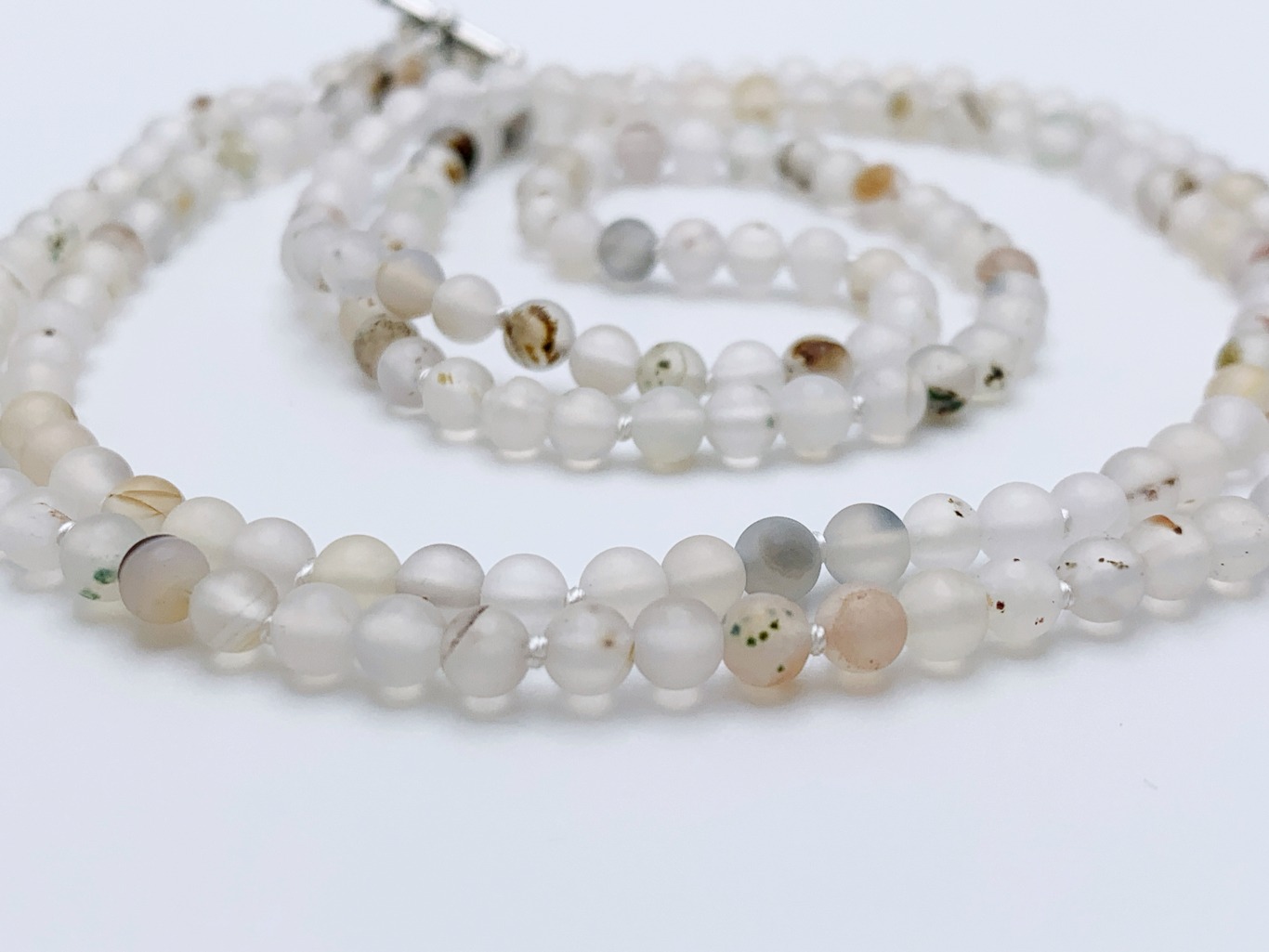 Frosted Flower Agate Necklace / Genuine Flower Agate Stone / Sterling Silver Clasp / Hand Knotted on Silk / Single Strand / Choose Your Length - Image 11