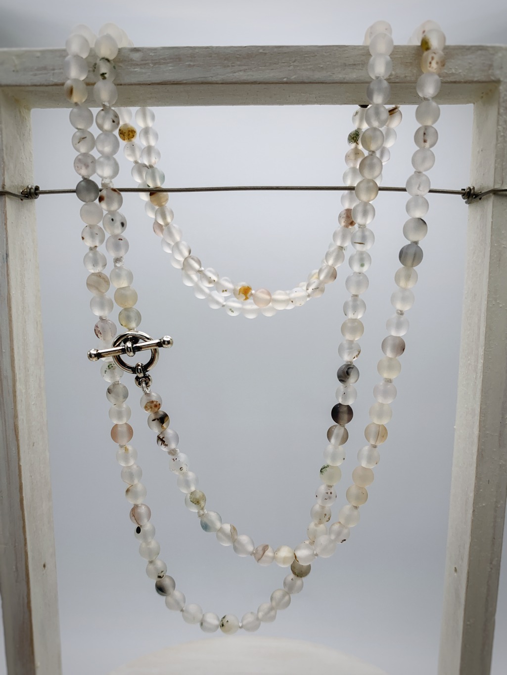 Frosted Flower Agate Necklace / Genuine Flower Agate Stone / Sterling Silver Clasp / Hand Knotted on Silk / Single Strand / Choose Your Length - Image 14
