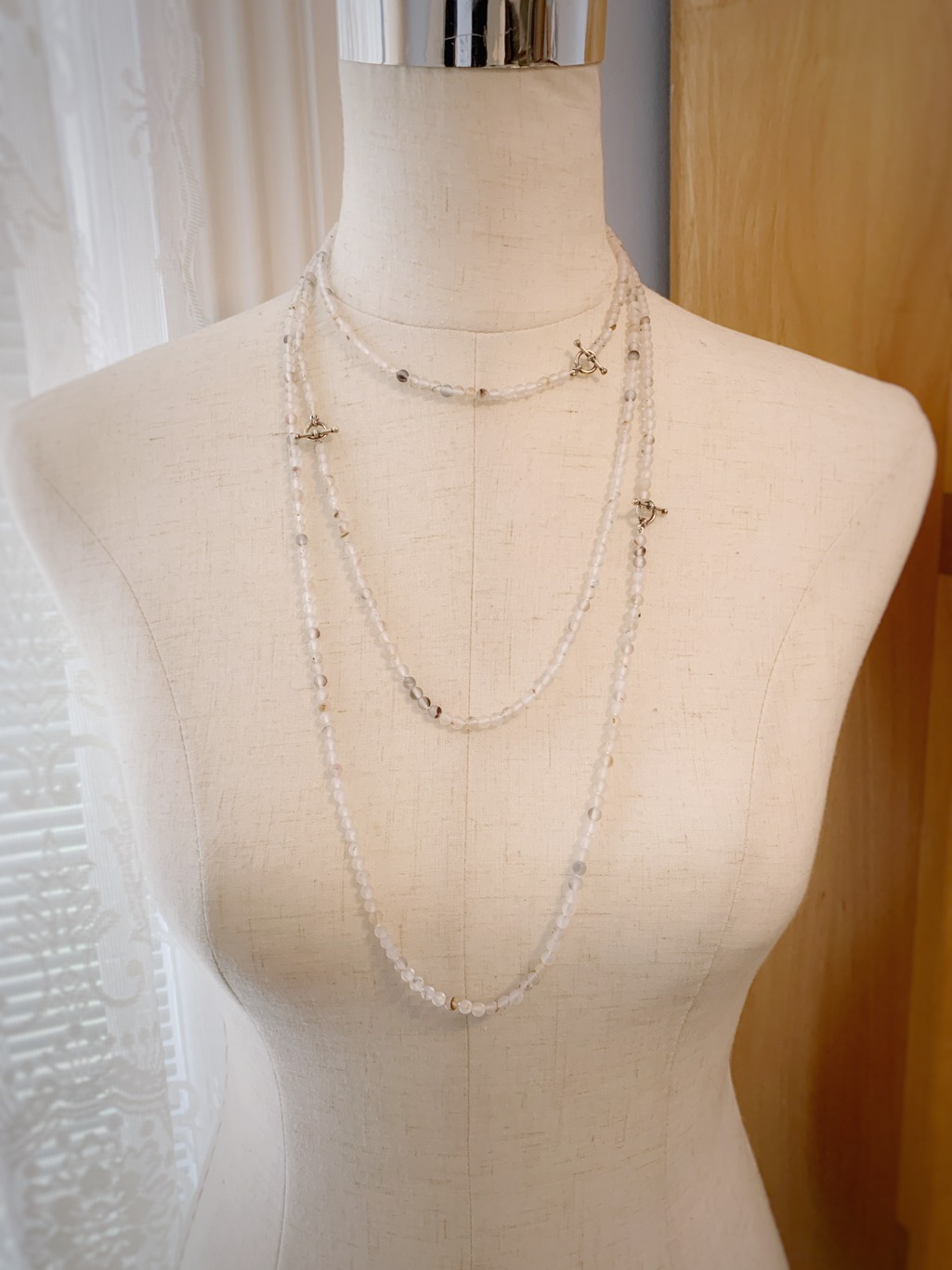 Frosted Flower Agate Necklace / Genuine Flower Agate Stone / Sterling Silver Clasp / Hand Knotted on Silk / Single Strand / Choose Your Length - Image 7