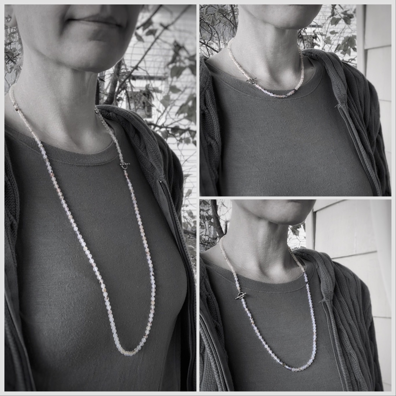 Frosted Flower Agate Necklace / Genuine Flower Agate Stone / Sterling Silver Clasp / Hand Knotted on Silk / Single Strand / Choose Your Length - Image 12