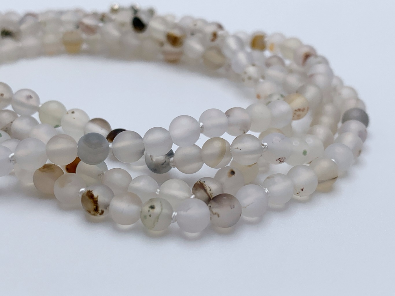 Frosted Flower Agate Necklace / Genuine Flower Agate Stone / Sterling Silver Clasp / Hand Knotted on Silk / Single Strand / Choose Your Length - Image 4