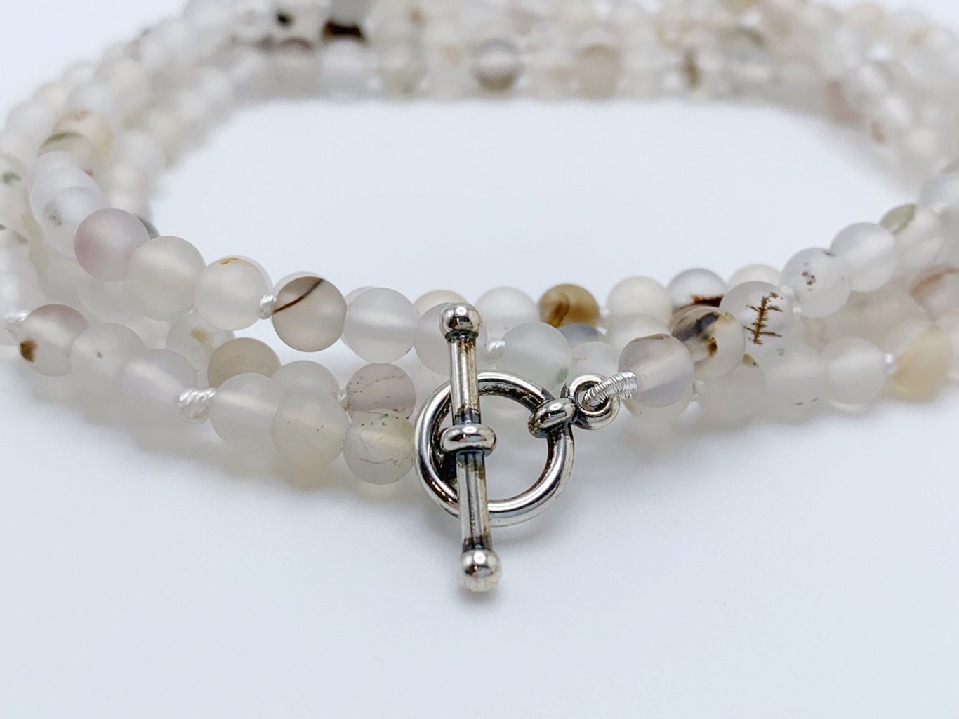 Frosted Flower Agate Necklace / Genuine Flower Agate Stone / Sterling Silver Clasp / Hand Knotted on Silk / Single Strand / Choose Your Length - Image 9