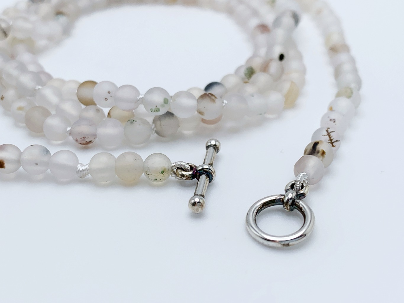 Frosted Flower Agate Necklace / Genuine Flower Agate Stone / Sterling Silver Clasp / Hand Knotted on Silk / Single Strand / Choose Your Length - Image 10
