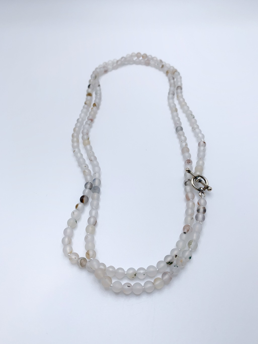 Frosted Flower Agate Necklace / Genuine Flower Agate Stone / Sterling Silver Clasp / Hand Knotted on Silk / Single Strand / Choose Your Length - Image 6