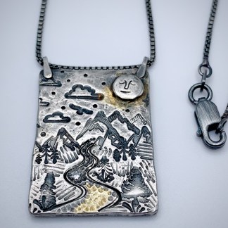 "Flow State" Pendant Necklace / Solid Sterling Silver / 18k gold / Genuine Diamond / "I Am Constant I Am Ever Changing"