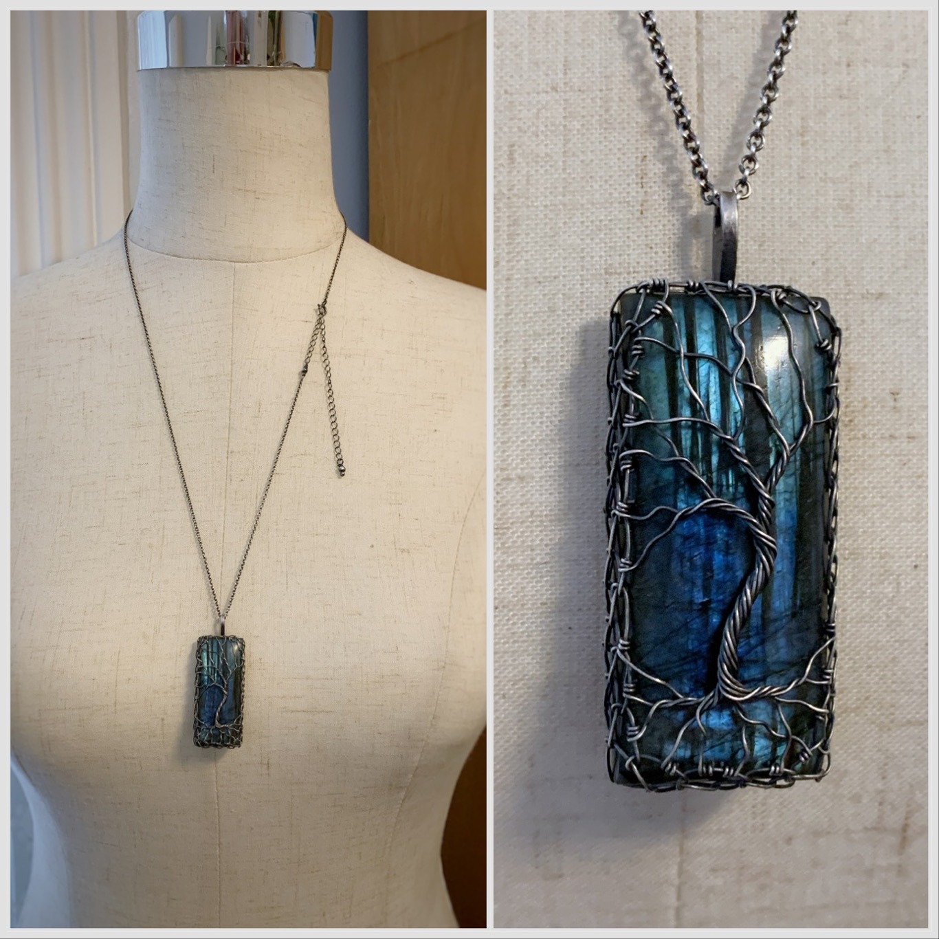 Tree Of Life Necklace / Antiqued Sterling Silver / Labradorite Stone / "Time Stands Still" - Image 7