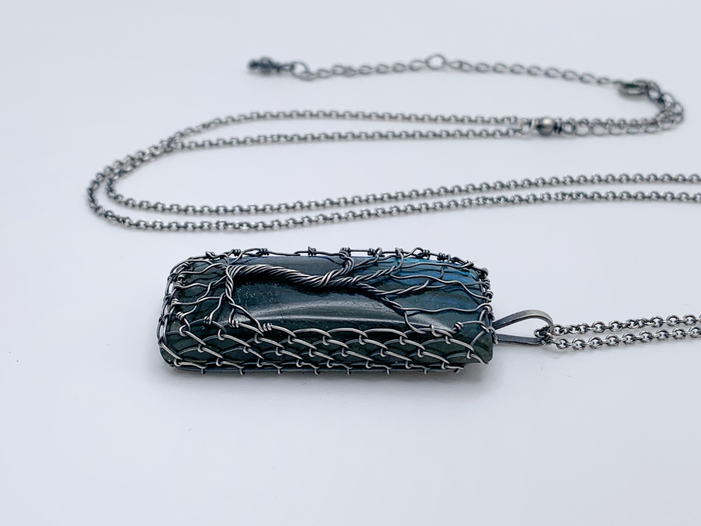 Tree Of Life Necklace / Antiqued Sterling Silver / Labradorite Stone / "Time Stands Still" - Image 8