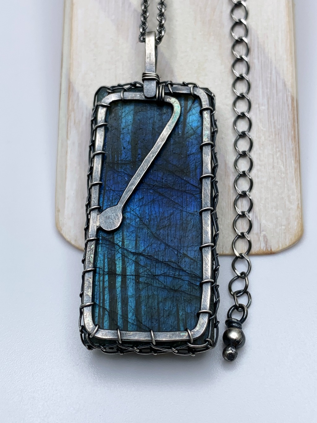 Tree Of Life Necklace / Antiqued Sterling Silver / Labradorite Stone / "Time Stands Still" - Image 6