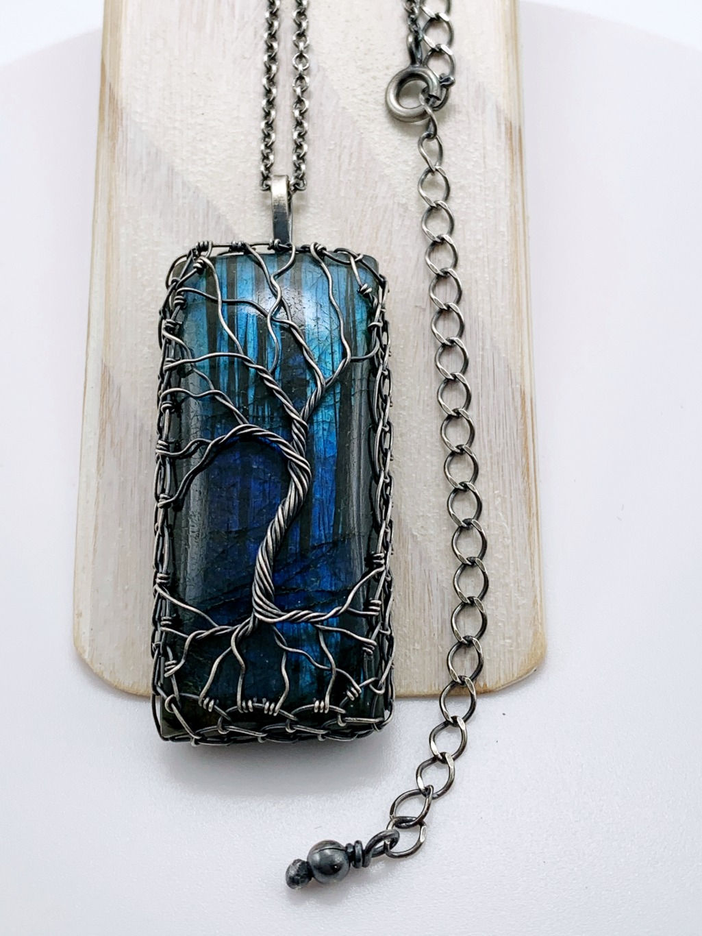 Tree Of Life Necklace / Antiqued Sterling Silver / Labradorite Stone / "Time Stands Still" - Image 4