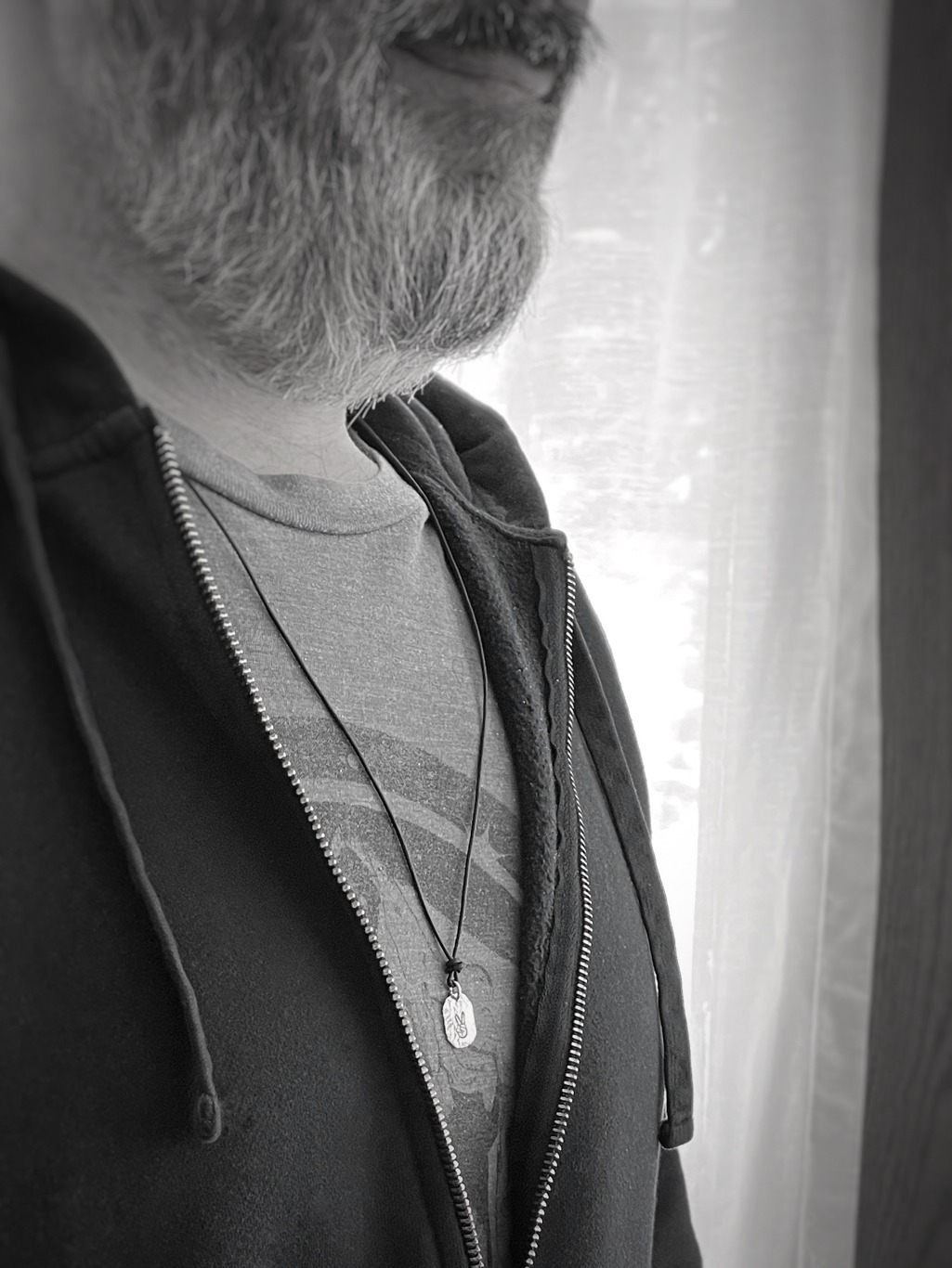 Men's Peace Sign Necklace / Hand Gesture / Solid Sterling Silver / Rustic Oval Bullion Shape / Adjustable Leather Cord - Image 10