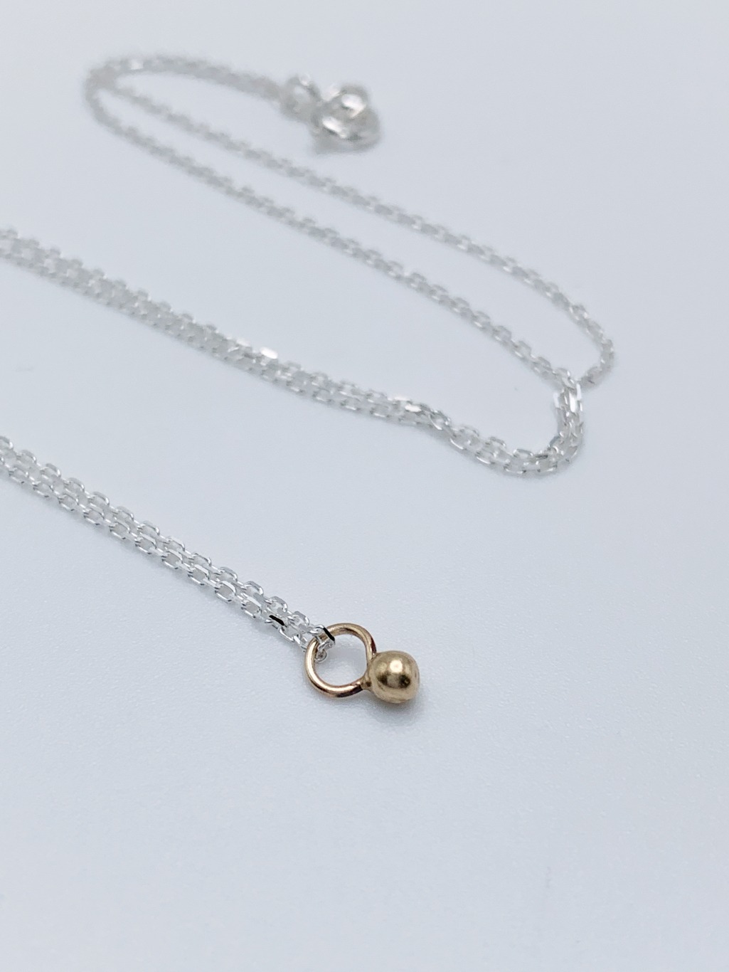 Mustard Seed Charm Necklace / Solid 14k Gold Charm / Solid Sterling Silver Chain / 18 Inches Length - Image 4