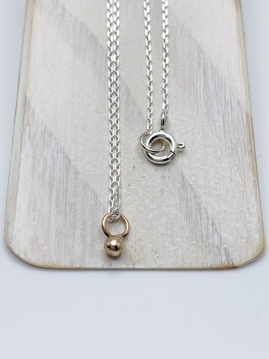 Mustard Seed Charm Necklace / Solid 14k Gold Charm / Solid Sterling Silver Chain / 18 Inches Length - Image 6