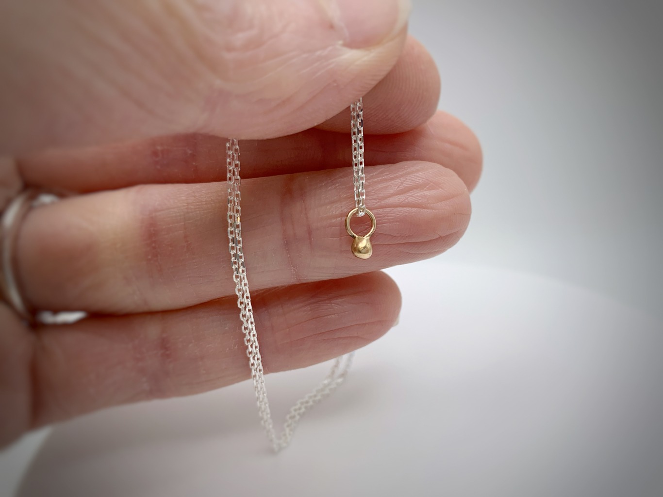 Mustard Seed Charm Necklace / Solid 14k Gold Charm / Solid Sterling Silver Chain / 18 Inches Length - Image 7