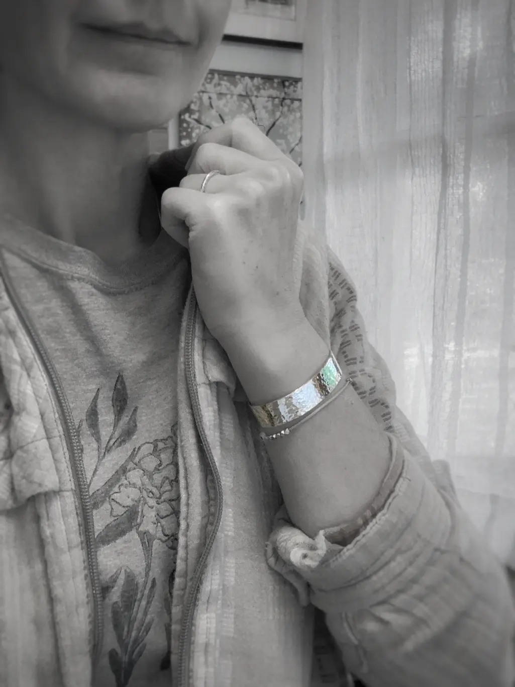 Hammered Silver Cuff Bracelet / Solid Sterling Silver / 11-12mm Width / Custom Sized / Classic Hammered Texture / Men's Women's Cuff - Image 5