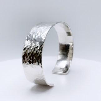 Hammered Silver Cuff Bracelet / Solid Sterling Silver / 11-12mm Width / Custom Sized / Classic Hammered Texture / Men's Women's Cuff