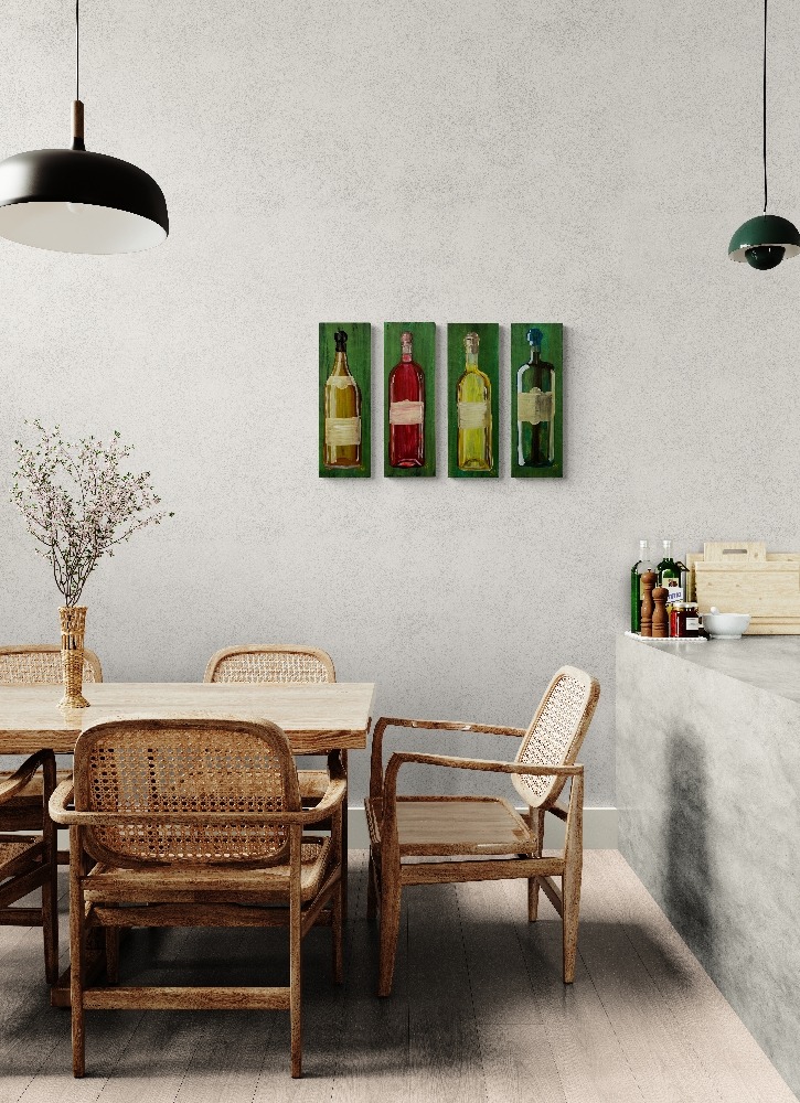 Bottled Moments Original Painting By Artist Rafi Perez Mixed Medium On Canvas 24X32 4 Piece - Image 2