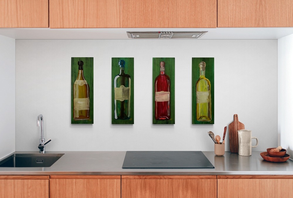 Bottled Moments Original Painting By Artist Rafi Perez Mixed Medium On Canvas 24X32 4 Piece - Image 4