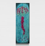 Drifting in Luminescence Original Painting By Artist Rafi Perez Mixed Medium On Canvas 8X24