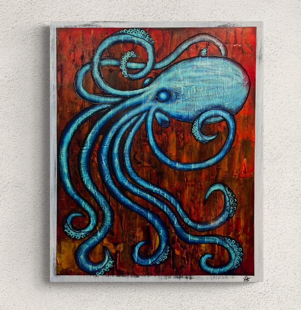 Emerge and Flow Wall Art By Artist Rafi Perez Textured Artist Enhanced Print On Wood 18X22