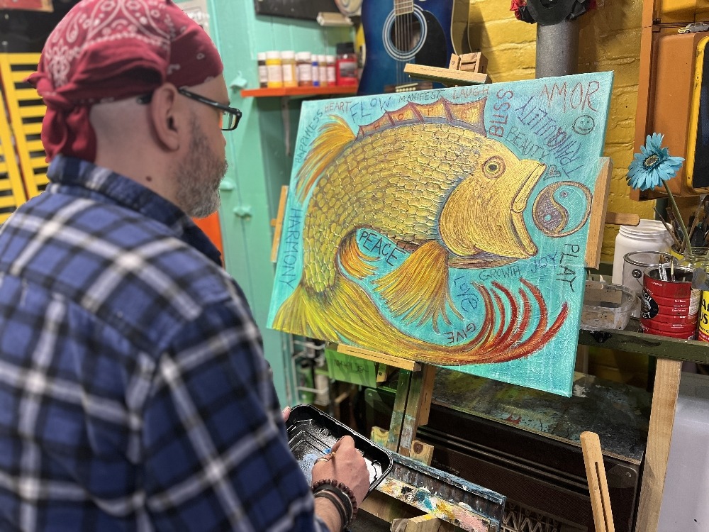 Go With The Flow Mixed Medium on Canvas 24X30 By Artist Rafi Perez - Image 7