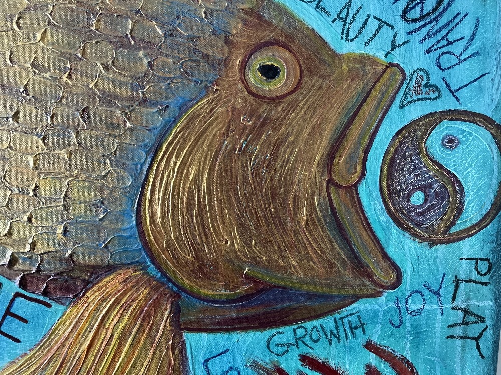 Go With The Flow Mixed Medium on Canvas 24X30 By Artist Rafi Perez - Image 4