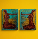 I Am Enough Original Painting By Artist Rafi Perez Mixed Medium On Canvas 11X24 Two Piece