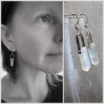 "Aura" Moonstone Crystal Point Earrings / Solid Sterling Silver / Genuine Moonstone Points