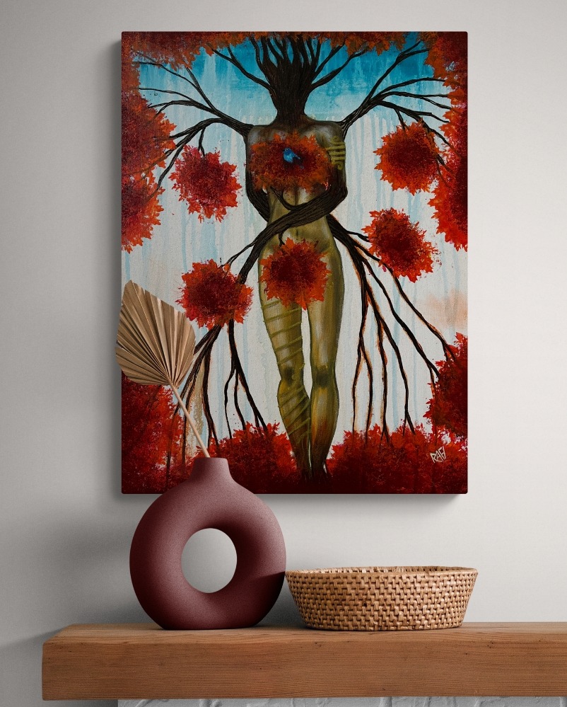 Rooted in Resilience Original Painting By Artist Rafi Perez Mixed Medium On Canvas 18X24 - Image 6