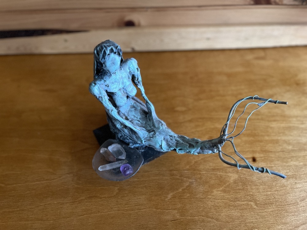 The Flowkeeper Mixed Media Sculpture By Artist Rafi Perez 12X9X6 - Image 4