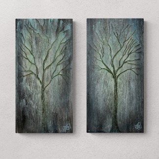 Whispers of Growth Original Painting By Artist Rafi Perez Mixed Medium On Canvas 20X20 Two Piece