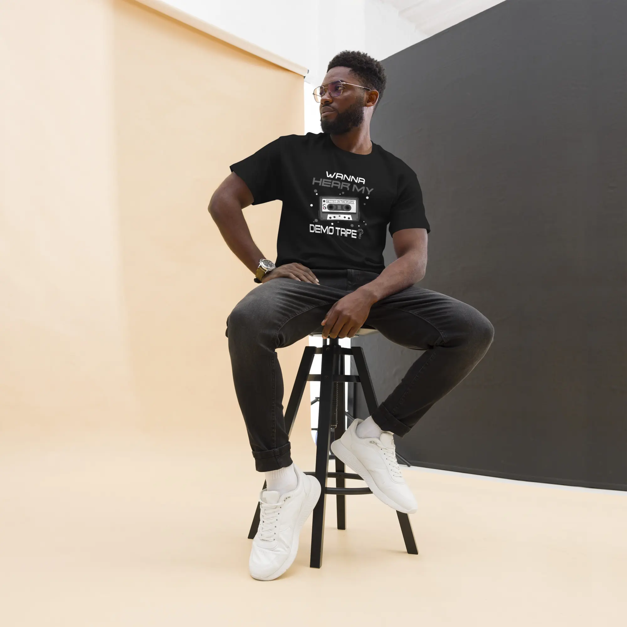 Better On The Drums Band T-Shirt - Hear My Mix Tape - Design By Artist Rafi Perez Unisex classic tee - Image 4