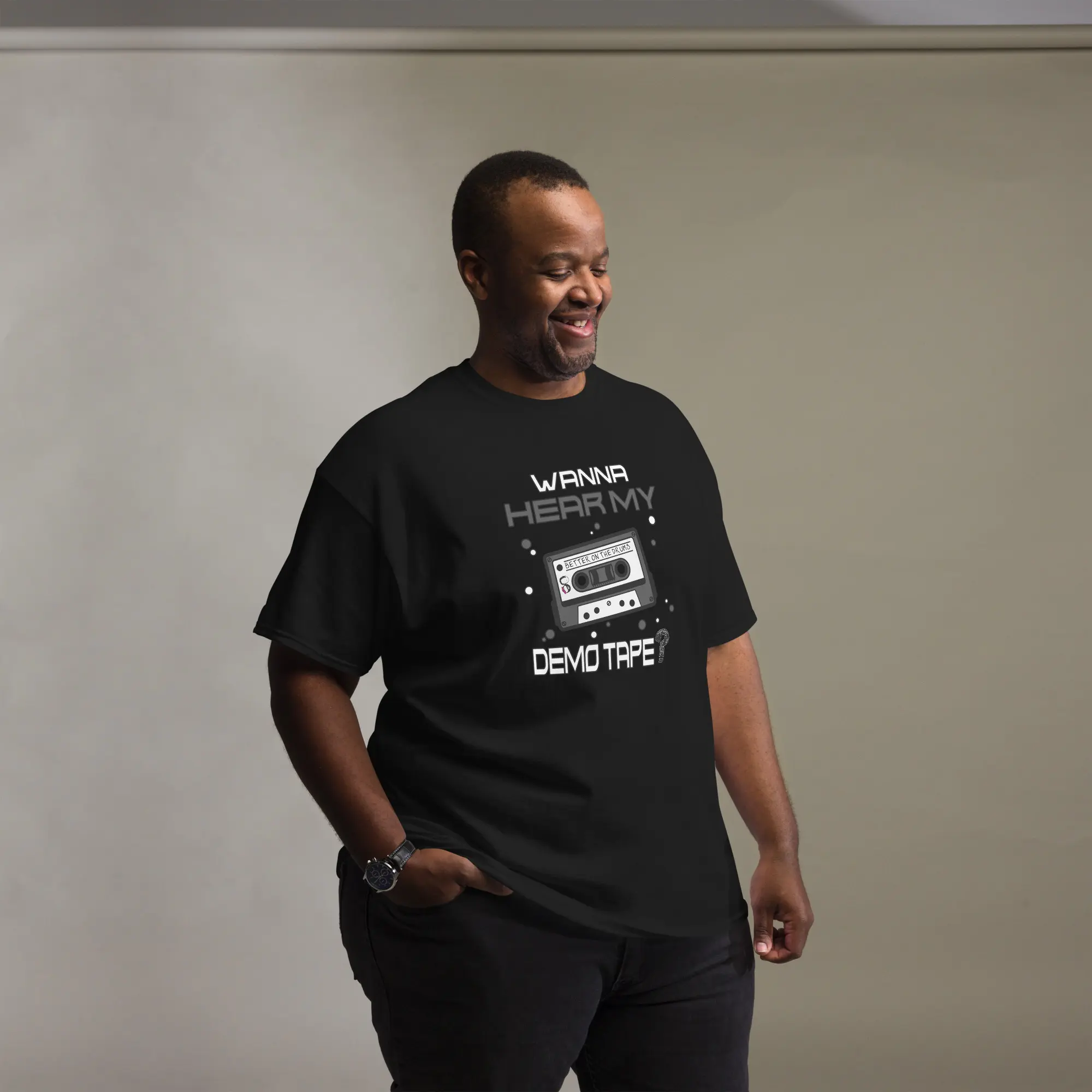 Better On The Drums Band T-Shirt - Hear My Mix Tape - Design By Artist Rafi Perez Unisex classic tee - Image 5