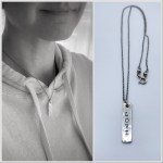 "Love" Vertical Bar Necklace / Solid Sterling Silver / Hammer Forged / Rustic Hammered Texture / 16" Chain