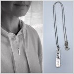 "Own It" Vertical Bar Necklace / Solid Sterling Silver / Hammer Forged / Rustic Hammered Texture / 19" Chain