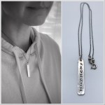 "Reverie" Vertical Bar Necklace / Solid Sterling Silver / Hammer Forged / Rustic Hammered Texture / 16" Chain