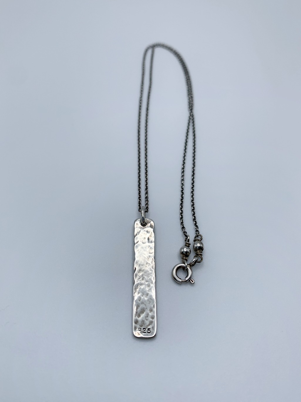 "Reverie" Vertical Bar Necklace / Solid Sterling Silver / Hammer Forged / Rustic Hammered Texture / 16" Chain - Image 3