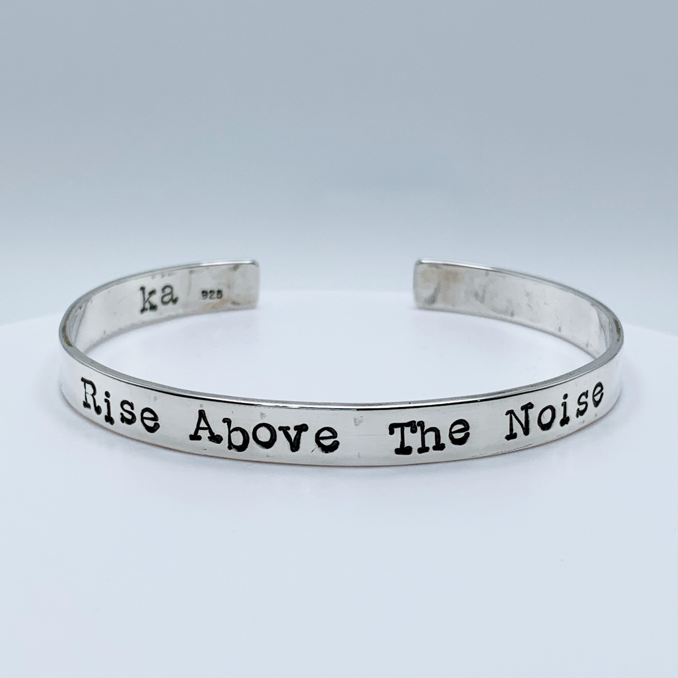 A Rogue Phrase Cuff / Solid Sterling Silver / 6mm Width / "Rise Above The Noise"