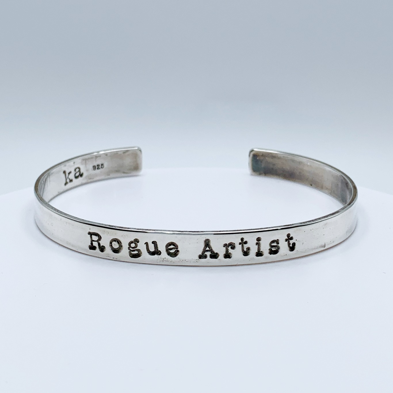 A Rogue Phrase Cuff / Solid Sterling Silver / 6mm Width / "Rogue Artist"