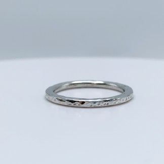 Satellite Ring / Solid Sterling Silver / Men's Women's Band / 2mm Width / Custom Sized / Rustic Hammered Texture
