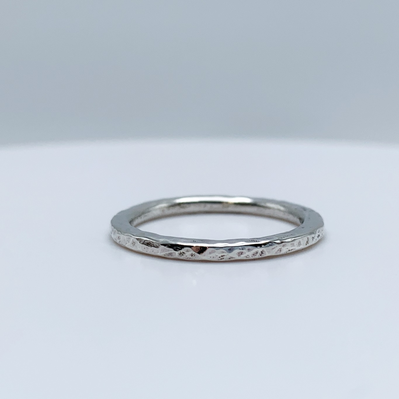 Satellite Ring / Solid Sterling Silver / Men's Women's Band / 2mm Width / Custom Sized / Rustic Hammered Texture